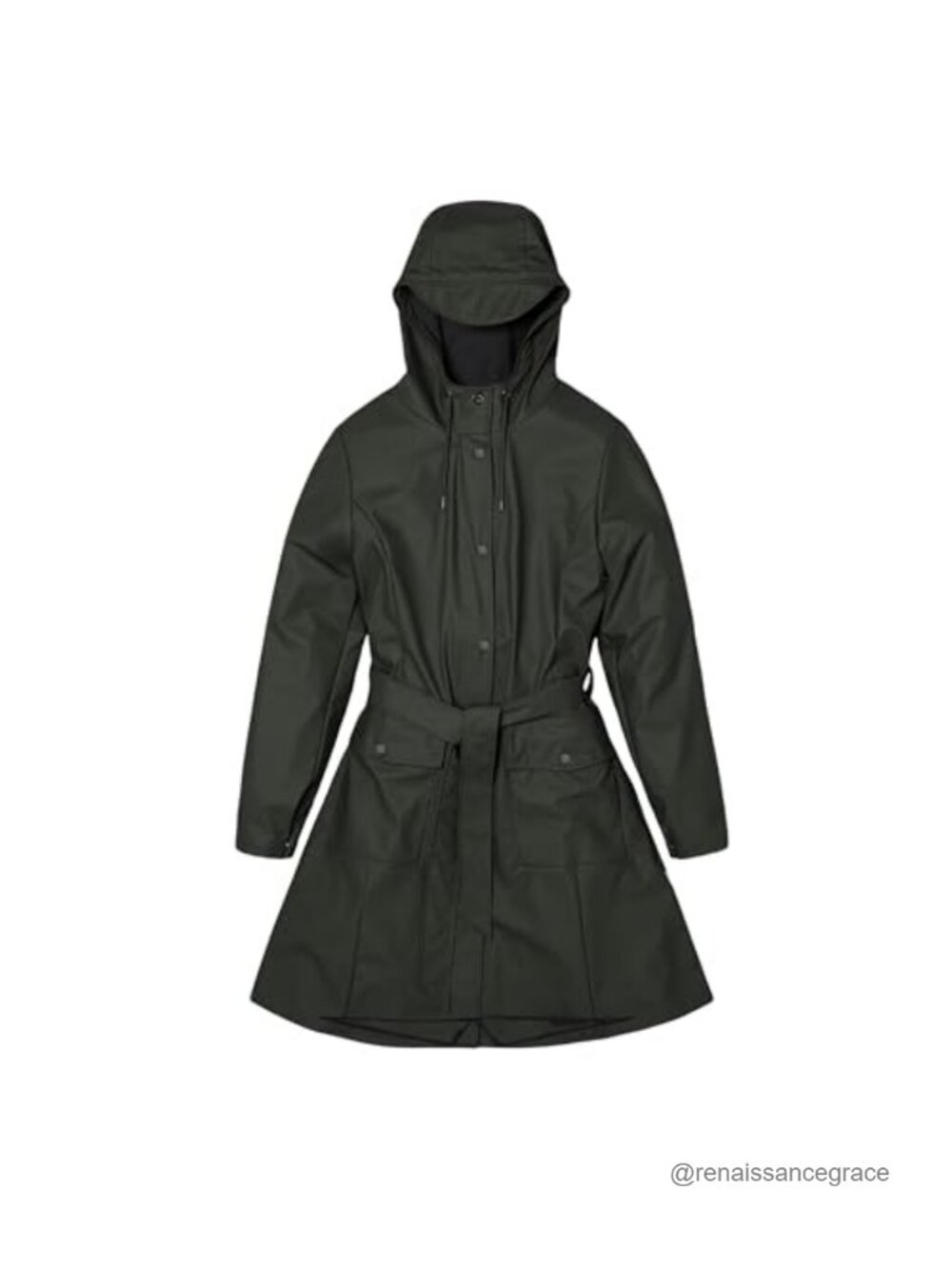 RAINS Waterproof Hooded Raincoat Windproof Fitted Rain Jacket